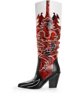 Cowgirl Boots Knee-High Western Embroidery Paisley and Pull-on Adult