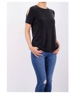 Open Cutout Cold Shoulder Short Sleeve Top